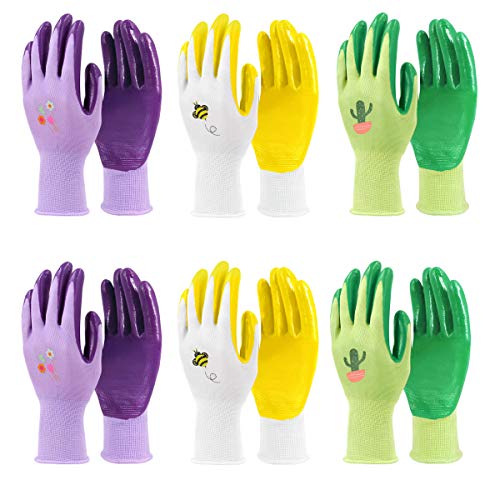 Jardineer Gardening Gloves for Women 6 Pairs, Ladies Gardening Gloves Medium, Garden Gloves Women for Yard, Cleaning, Fishing, Camping (Medium)