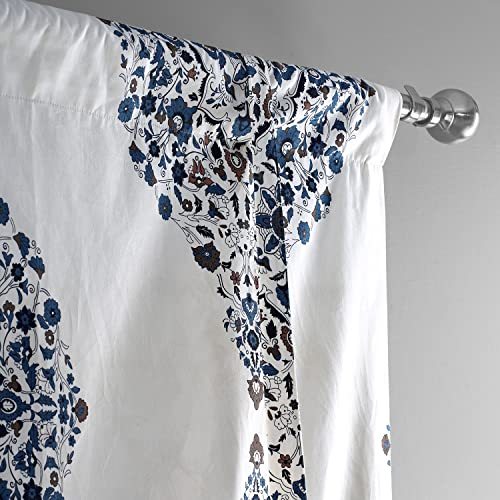 Image of HPD Half Price Drapes Room Darkening Tie Up Curtains 46 X 63 Inch Kerala Printed Cotton Window Roll Up Balloon Curtain for Living Room, Kitchen PRTW-TUD41-63 (1 Panel), Kerala Blue