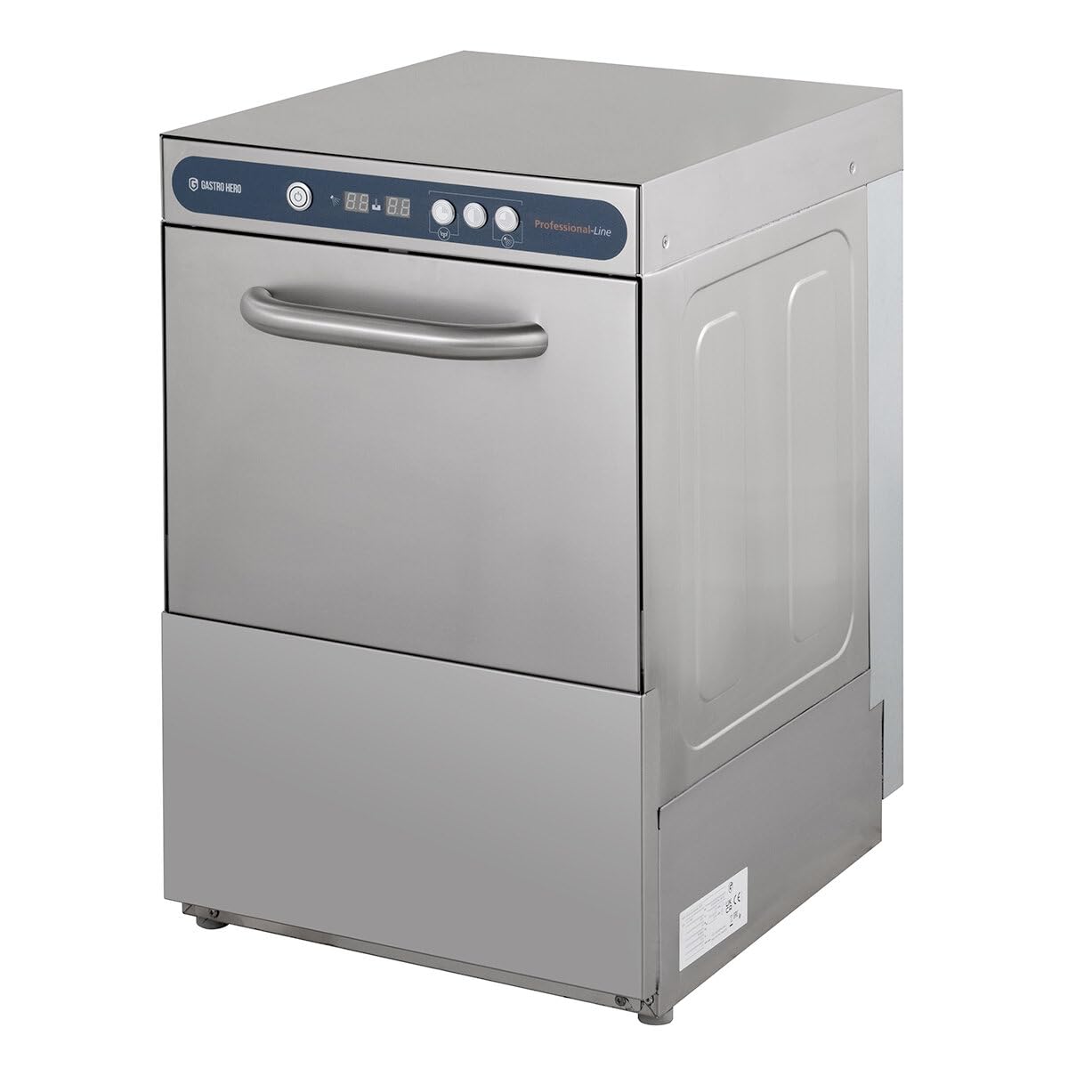 GastroHero Gläserspülmaschine, 40x40 cm, 230 V, Edelstahl PROFI-GLSM40SL | 30 Körbe/Stunde, mit Ablaufpumpe, Reiniger- & Klarspüldosierer, Made in Europe, 270 mm Einschubhöhe, 3 variable Spülprogramme
