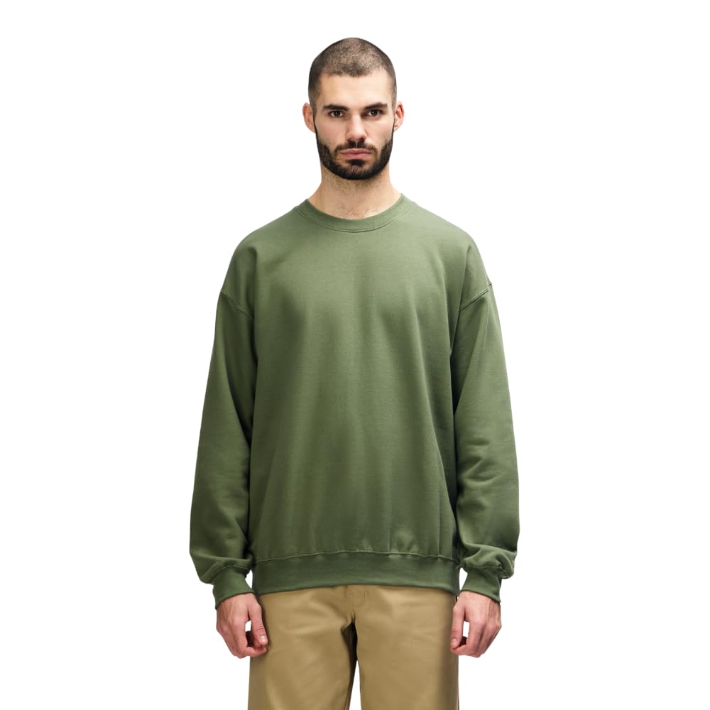 Gildan Mens Softstyle Crewneck Sweatshirt, Military Green, XXL