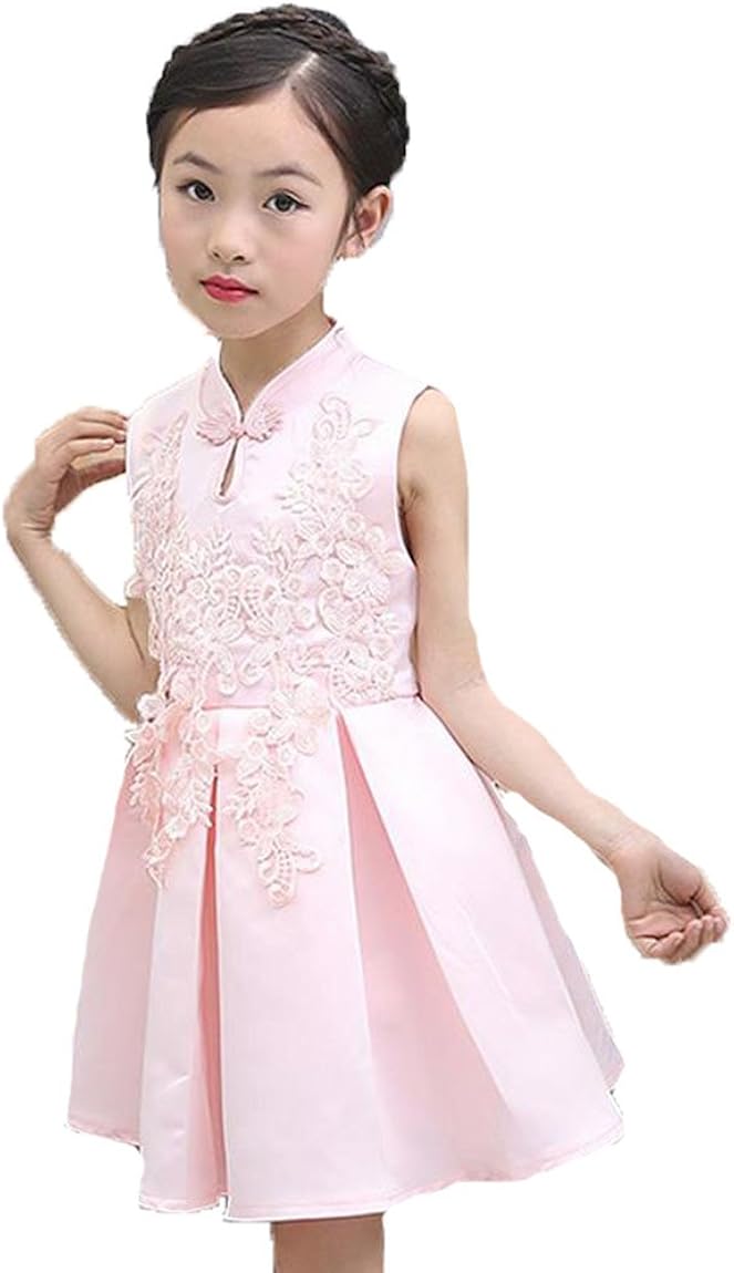 Meng Fan ガールズ ノースリーブワンピース 刺繍チャイナドレス 民族風情 スカート 通気 子供ワンピース 夏 プリンセススカート 女の子 無地 演奏会 発表会 トップ Meng Fan ガールズ ノースリーブワンピース 刺繍チャイナドレス 民族風情 スカート 通気 子供ワンピース 夏 プリンセススカート 女の子 無地 演奏会 発表会 トップ