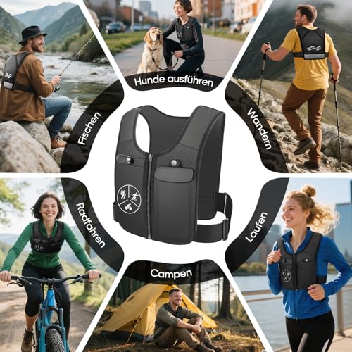 ZOOYAUE Laufweste für Damen und Herren,Verstellbare atmungsaktive Laufweste mit 500ml Trinkflasche, Reflektierender Trinkrucksack mit Handyhalterung, Leichter Laufrucksack Trinkrucksack