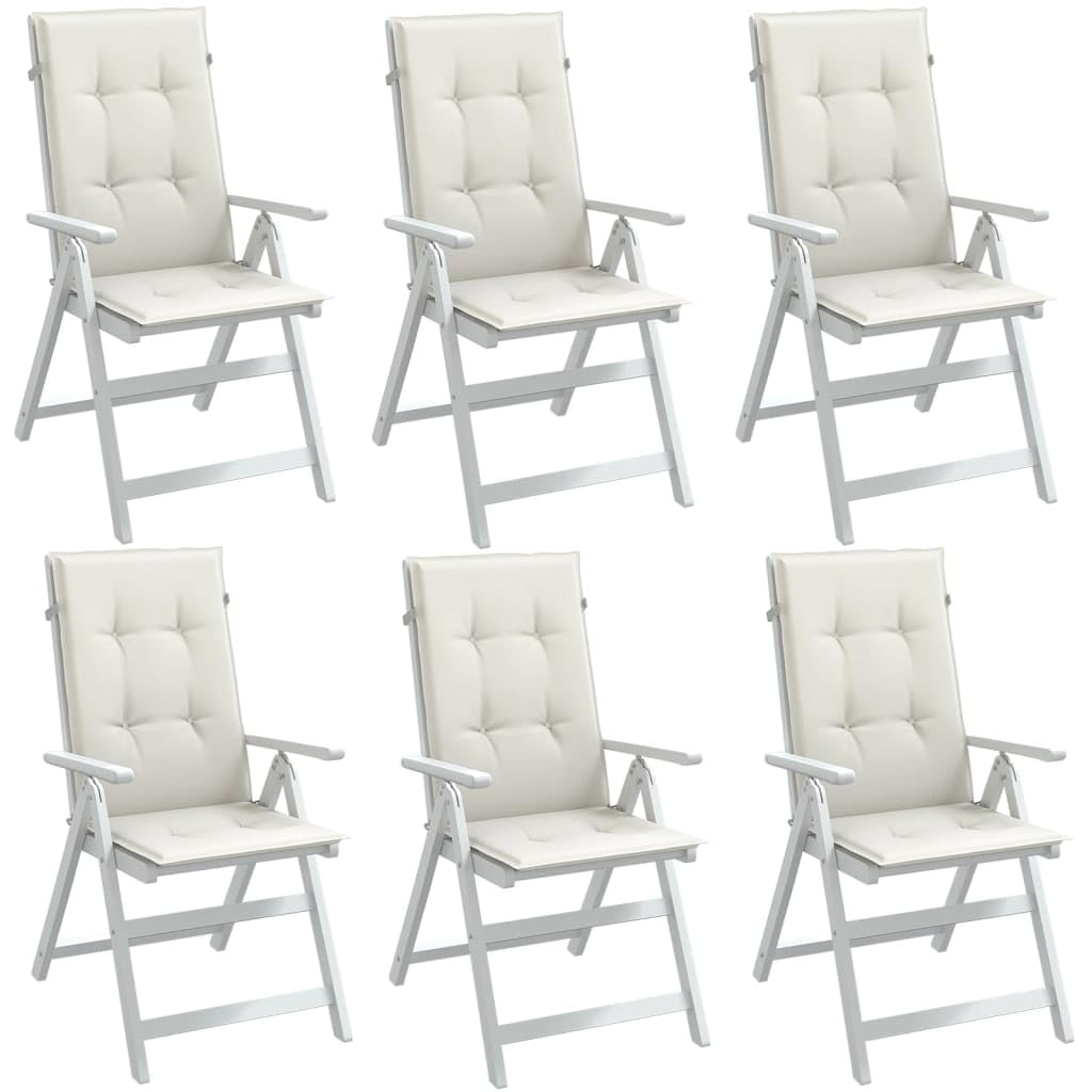 Coussin pour chaise de jardin dossier haut crème 120x50 cm lot de 6
