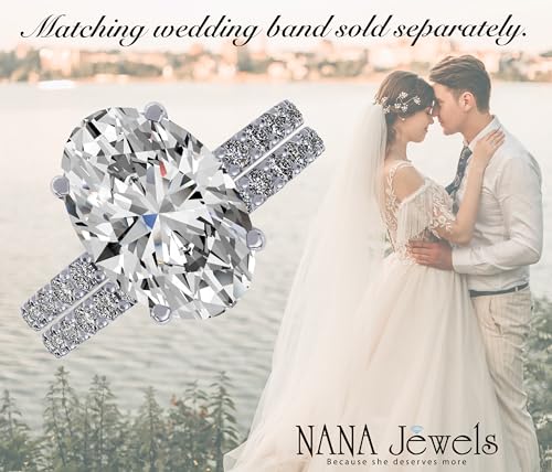 NANA Jewels 1.5-3CT Platinum Plated Sterling Silver Rings CZ Cubic Zirconia Oval Cushion Princess Asscher Cut Engagement Rings4