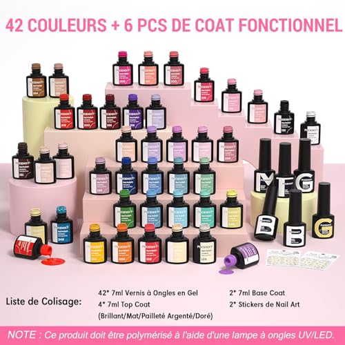 Vernis semi permanent Phoenixy coffret 42 couleurs gel UV manucure - 7
