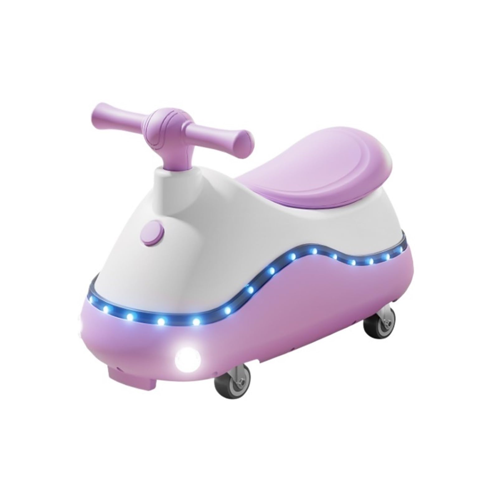 Samochód Wiggle dla dzieci, 4-kołowy samochód huśtawka ze światłami, muzyka, zabawki zapobiegające przewróceniu się do wewnątrz i na zewnątrz trójkołowy