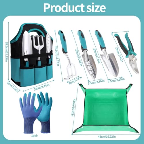 Gartengeräte 7-teiliges Set, Gartengeräte-Set, Leichte Aluminiumlegierung Rostbeständig, Gartengeräte-Set, ideale Gartengeschenke, Gartengeräte mit Handschuhen – Bild 4