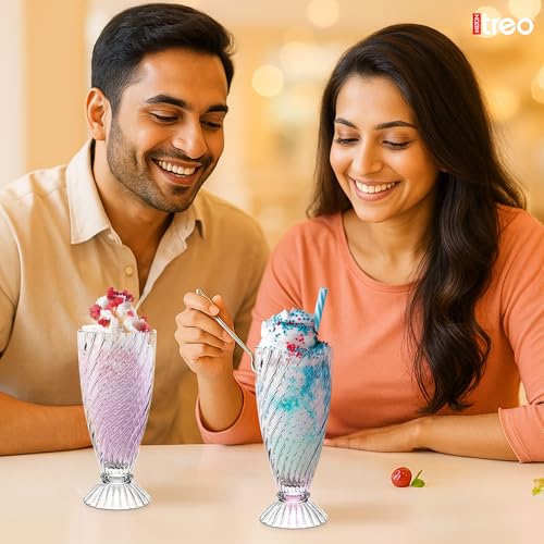 Image of Treo by Milton Swirl Sundae Dessert Bowls | Wide Mouth for Easy Serving | Perfect for Sundaes, Ice Cream & Layered Desserts | Ideal for Cafes, Parties & Home | Set of 6, 355 ml Each