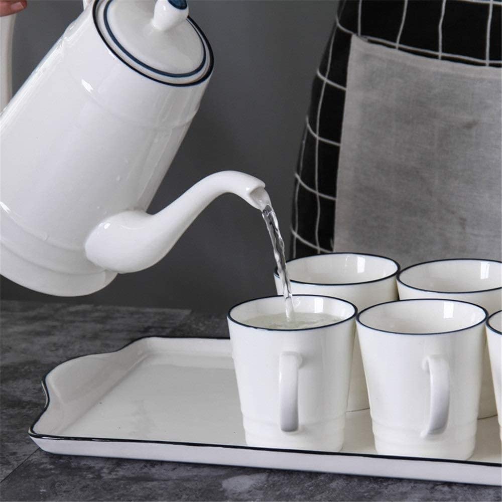 Zestaw Do Herbaty Ceramiczny Zestaw Filiżanek Do Herbaty Z Tacą Na Herbatę Kreatywny Ceramicznych Kawy Prosty Nordycki Domu Akcesoria Kuchenne(6 Pieces)