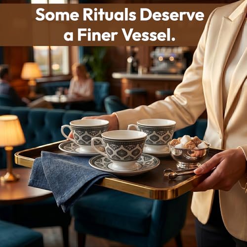 Image of UPC Premium Bone China Cup & Saucer Set (6 Pieces) | Elegant Solid Color Tea Coffee Cups | Lightweight, Durable & Glossy Finish | Ideal for Home, Office & Gifting