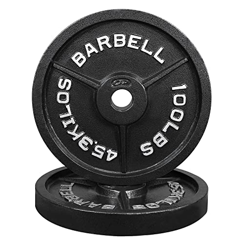 WF Athletic Supply Traditional/Classic 2-Inch Hole Solid Cast Iron Olympic Barbell Weight Plates - Great for Strength Training, Weightlifting, Bodybuilding & Powerlifting, Multiple Choices Available