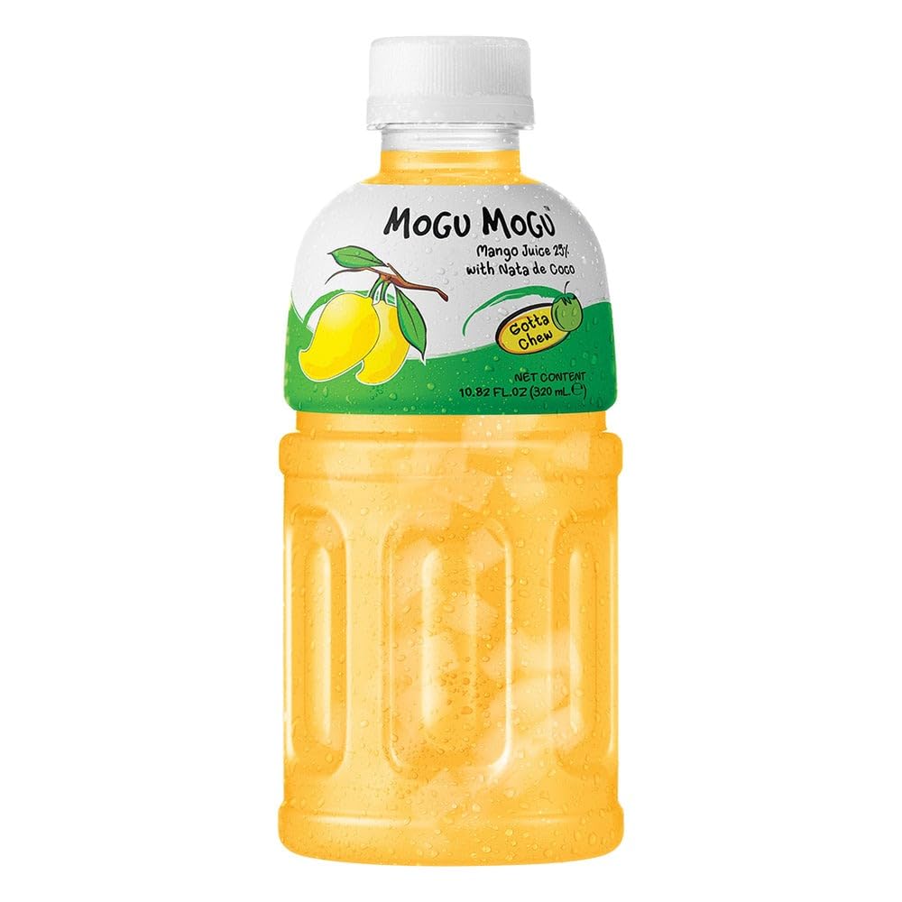 Mogu Mogu Nata De Coco Mango Flavored Drink | 320ml | Mogu Mogu Flavored Drinks | Nata De Coco | Jelly Texture | Refreshing Taste | Pack of 3 | Mango | Bottled Drink
