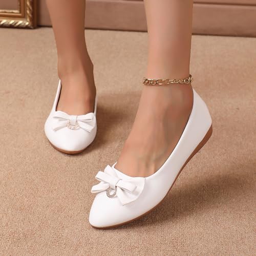 Women's Flats Pointed Toe Bow Ballet Shoes Comfortable Dressy Flats for Women Slip On Wedding Party Business Casual Office Dance Work Dress Shoes Ladies Non-Slip Lightweight Loafer2