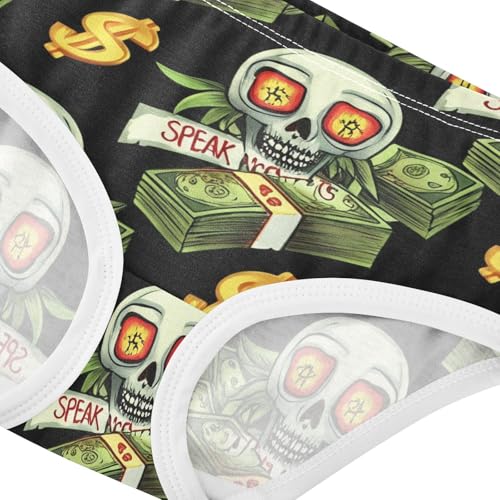 Skull Dollar Bills Funny Black Cute Panties Girl Girls Underwear Toddlers Cotton Bright Briefs Underpants 2t4