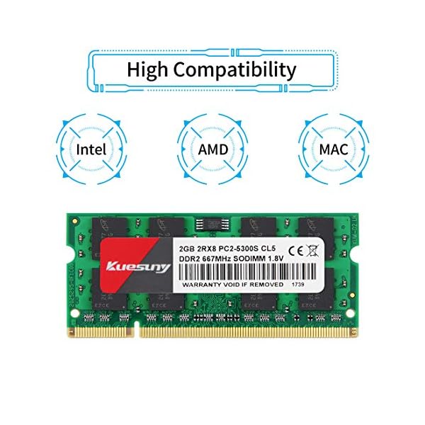 Kuesuny - Memoria SODIMM para ordenador portátil (2 GB, DDR2, 667 MHz, PC2-5300, PC2-5400, DDR2, 667, 200 pines) - Image 3