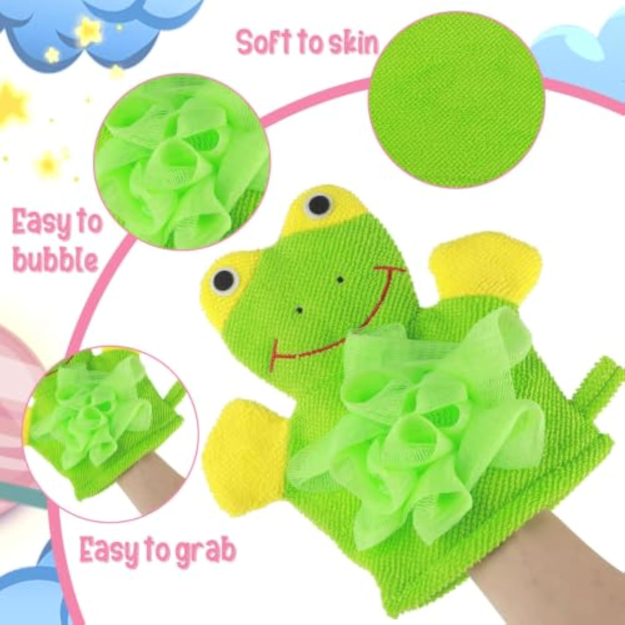 Loofah for Kids, Scrubber for Bathing, Family Bath Time Fun