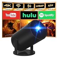 App intégrée - Vidéoprojecteur 4K 1080P, Mini Projecteur Portable Full HD 1080P 5G WiFi 6 BT 5.4, Projecteur Auto Correction Trapézoïdale Horizontale - Noir