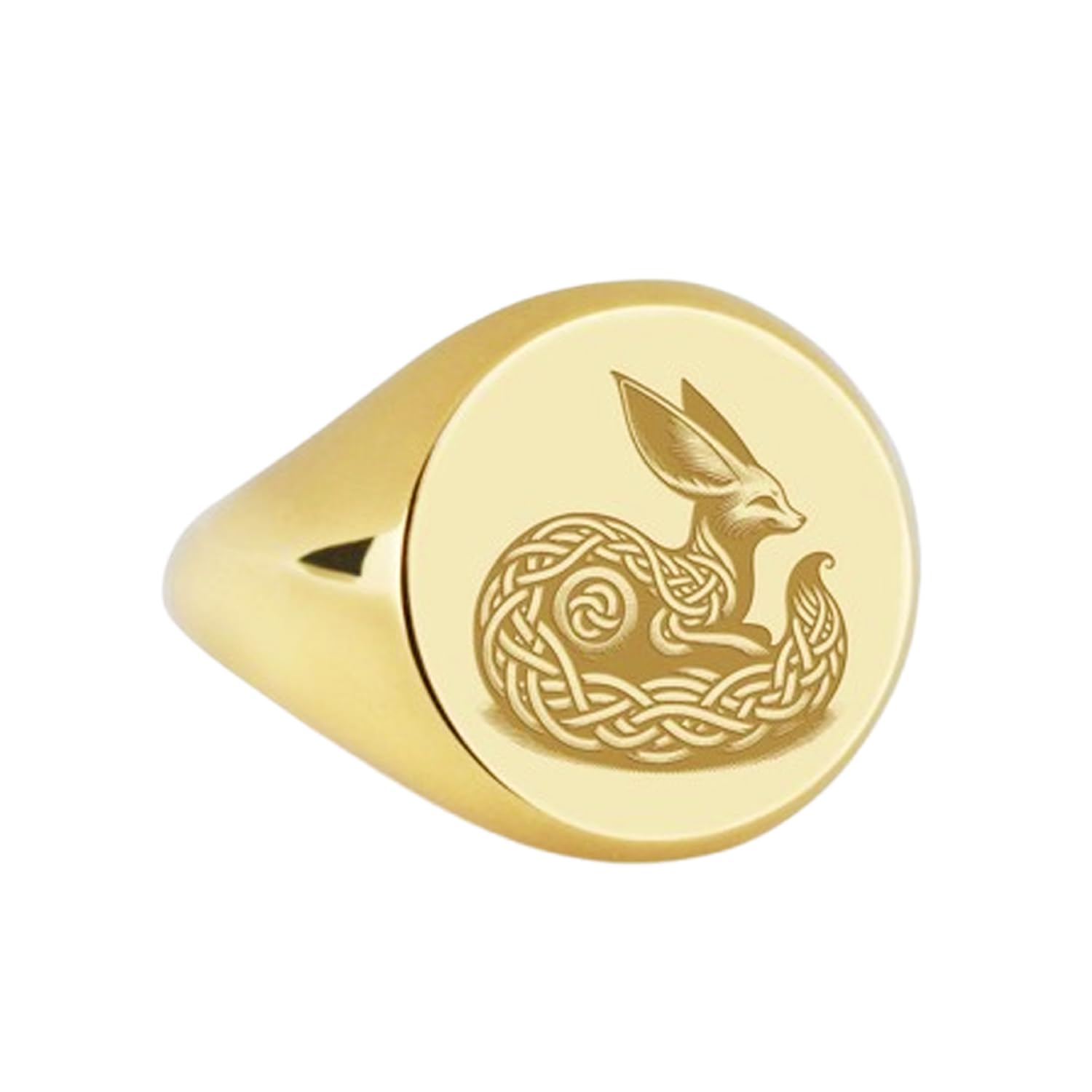 Bague Fennec en argent sterling 925, chevalière ronde en métal précieux