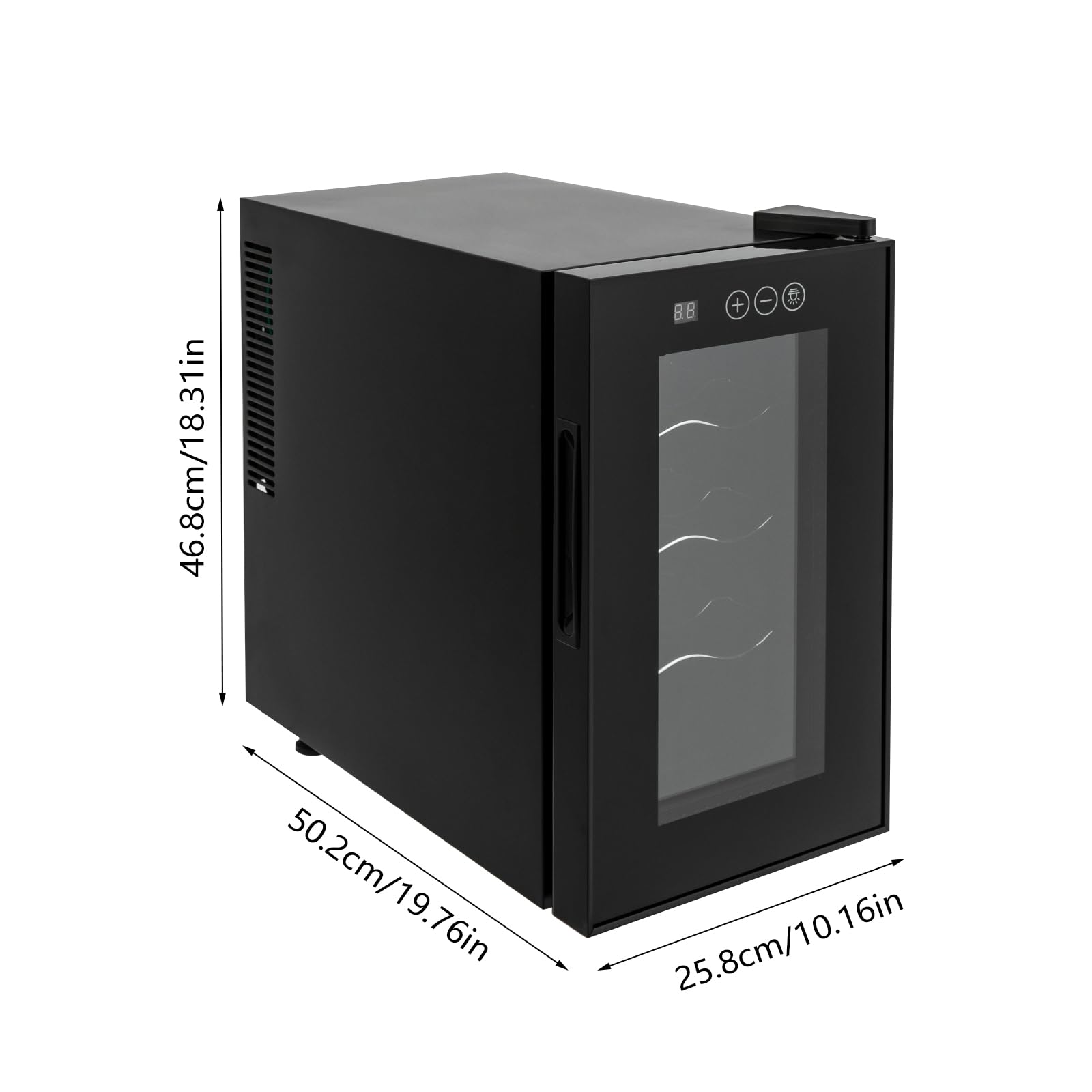 Refrigeratore per vino da 8 bottiglie, per vino dolce, vino rosso secco, nero, 25,8 x 50,2 x 46,5 cm, 23 l