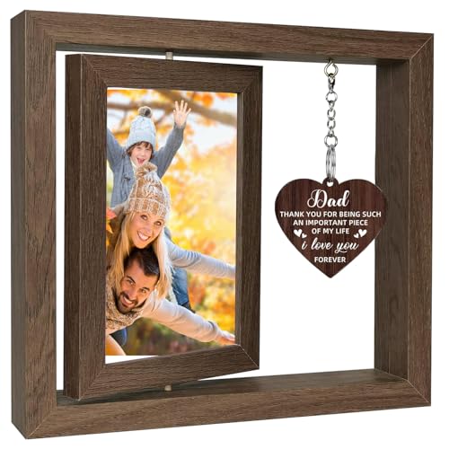 Fathers Day Gift Dad Gift Rotating Floating Photo Frames Fathers Day Idea Gifts from Daughter Son Dad Birthday Christmas Valentines Day Fathers Day Gifts 4x6 Photo Frame