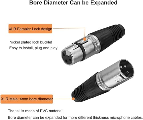 Miniatura 4 de 2 machos + 2 hembras 3 pines XLR tipo soldadura micrófono línea conector conector micrófono audio socket (paquete de 4)