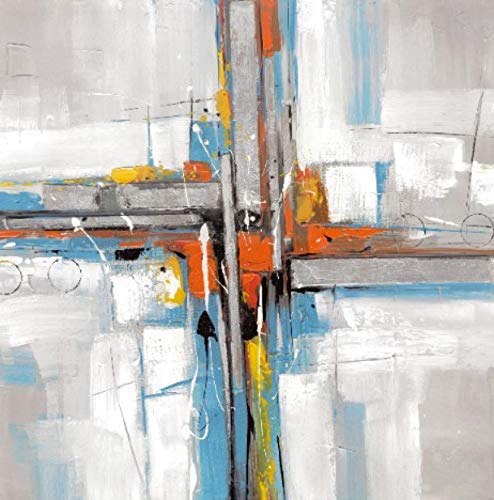 Impression d'art abstrait moderne sur toile lot de 2 tableaux carrés 60x60cm sans cadre - 3