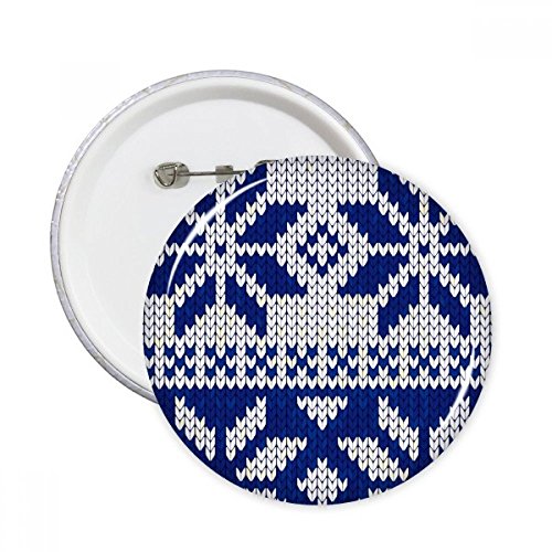 Broches rondes motif flocon de neige bleu blanc badge button vêtement décoration XL 5pcs