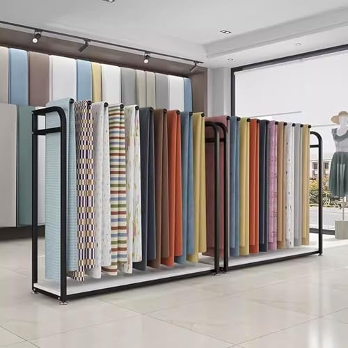 Présentoir textile grand format robuste, structure métallique pivotante pour linge de lit