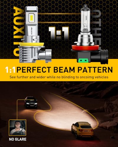 Image of AUXITO H11 /H9 /H16 /H8 LED Fog Light Bulbs, 6500K Cool White, 30000LM Brighter, Plug & Play, True Mini Size, Long Lifespan LED Fog Lights, Pack of 2