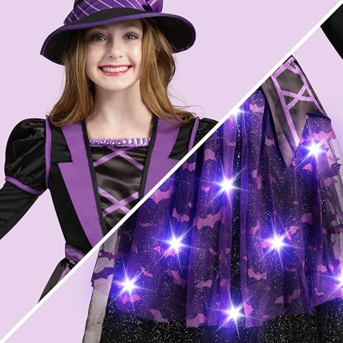 Disfraz de bruja con luces para niñas talla Small miniatura 5
