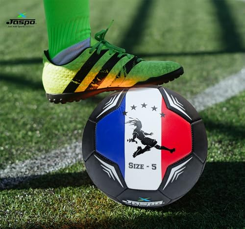 jaspo Soccer Champ Football, Tpu Material, Machine Stitched, Size 5, Under 12 Years Age Group, 6 To 8 Lbs Inflation (Football+Pump, France) black 3 51Ba161uTGL