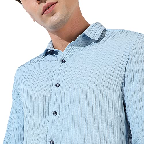 Image of CAHOOT Men's Button Up Shirt for Casual Wear | Regular Fit | Poly Lycra Shirt Crafted with Short Sleeve & Enhanced Stretch Comfort Fit for Everyday Wear