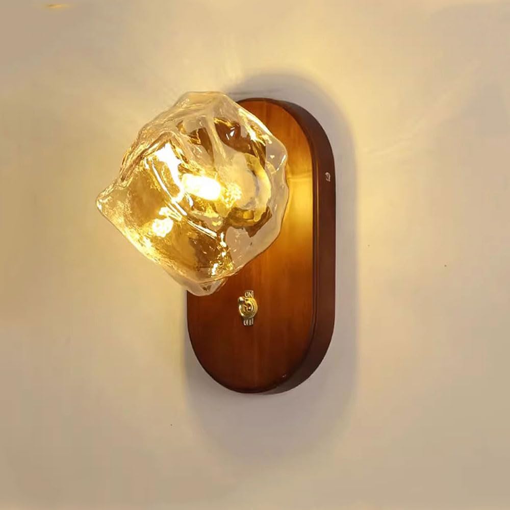 SXSCARKX French Style Sconces Wall Lighting Bedroom Modern Sconce With Switch Button Indoor Irregular Square Light Fixtures Mini Art Mount Lamp For Hallway Prettily Decoration