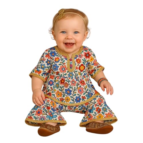 Image of A.T.U.N. (ALL THINGS UBER NICE) Baby Girls Cotton Kurti and Sharara Set | Soft & Breathable Traditional Stylish Clothing Set for Kids