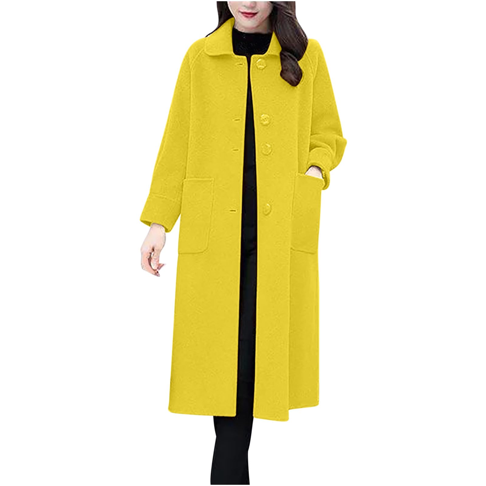 Womens Warm Double Breasted Wool Pea Coat Trench Coat Jacket Fashion Business Work Office Outdoor