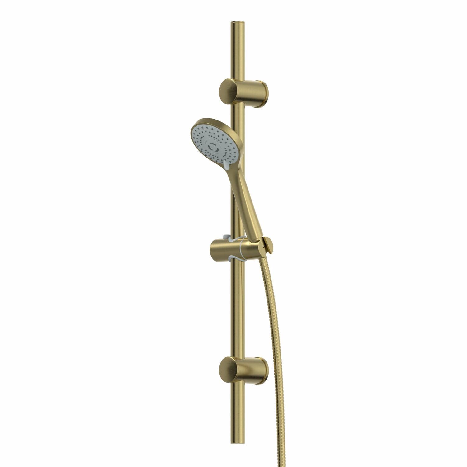 Architeckt® Bathroom Shower Kit Round Multi Spray Adjustable Handset Head & Riser Rail with Shower Head Holder, 1.5m Flexible Hose, Brushed Brass — image 1