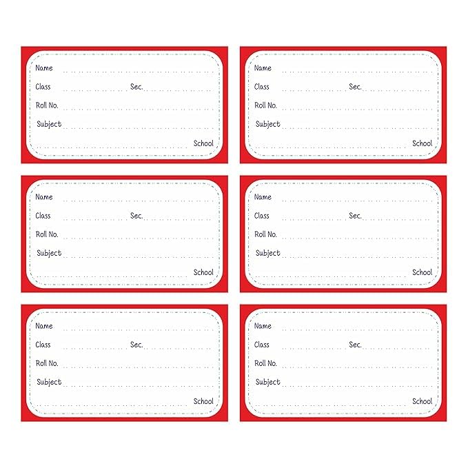 SEJASCOLLECTIONS | Pack of 64 Sticker | School Notebook Name Slip Stickers for Kids:- 90 x 51 mm, Medium Size, Name Slip Paper Labels, Multicolour (Pack of 64 Sticker) 1