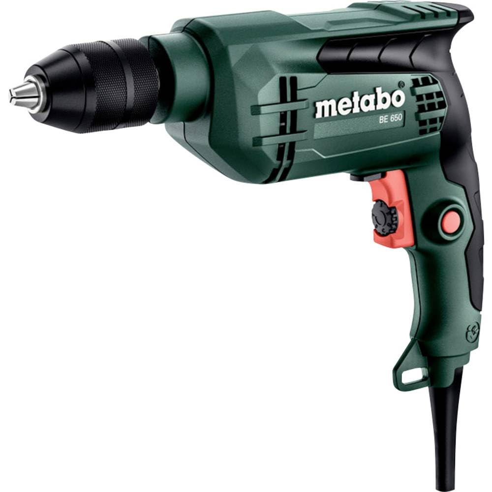 metabo Wiertarka BE 650-650 W, 13 mm, wiercenie w drewnie 30 mm, prędkość obrotowa 2800/min – elektronika Vario, uchwyt szybkomocujący, bieg prawo/lewy, ergonomiczny uchwyt, kompaktowa i wydajna