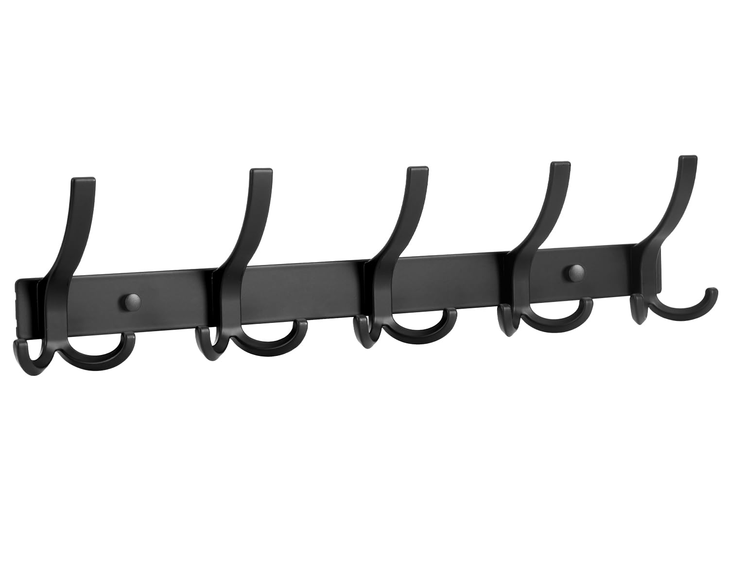 Optish Garderobenhaken mit 15 Haken, Kleiderhaken Wand Platzsparende Garderobenleiste für Schlafzimmer Bad Küche, Hakenleiste Garderobe für Jacken, Hüte und Schals bieten (Schwarz)