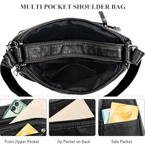 Image of WITERY Crossboby Bag for Women - Soft PU Leather Multi-Pocket Shoulder Bag Handbag with Adjustable Strap