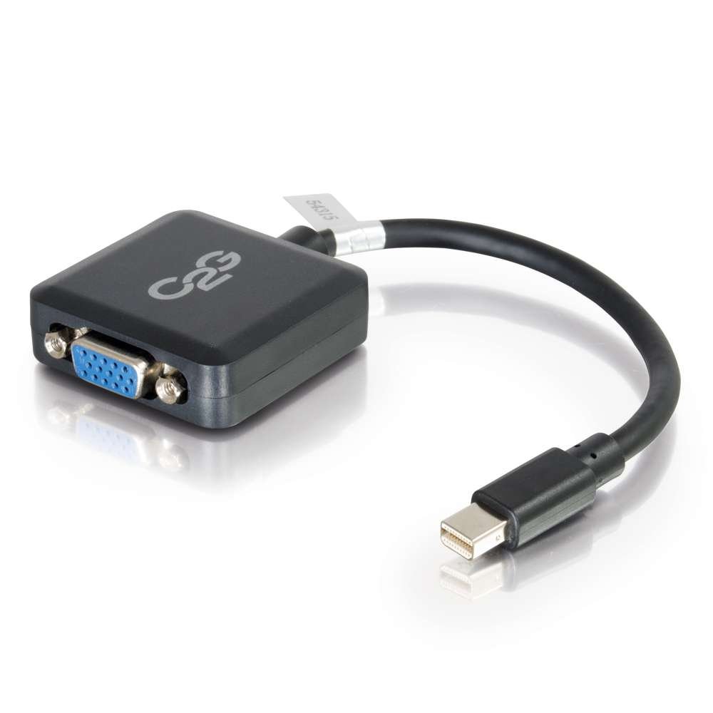 C2G Mini Display Port Adapter, Display Port to VGA, Male to Female, Black, 8 inches, Cables to Go 54315 - TAA Compliant