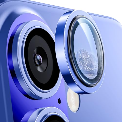 Image of Supershieldz CAM-Guard 3D Camera Lens Protector Ring for iPhone 16 Plus | 16, Keep Original Design and Color, 9H Hardness, Easy Installation - Blue Titanium