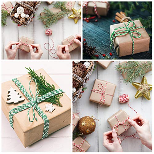 STOBOK Cordas de AlgodÃ£o de Natal 150M 2 Rolos Vermelho Verde E Branco Cor 16 Fios de AlgodÃ£o Gros