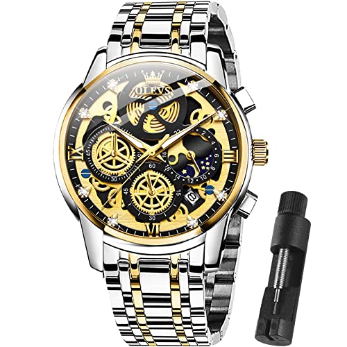 Image of OLEVS Watch Men Stainless Steel Watches Luxury Chronograph Men Wrist Watch | Multifunction,Diamond, Date, Business, Classic,Dress Watch for Men, Gift for Men, reloj de Hombre