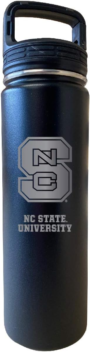 NC State Wolfpack 24 oz Engraved Black Insulated Double Wall Stainless Steel Water Bottle Tumbler Officially Licensed Collegiate Product