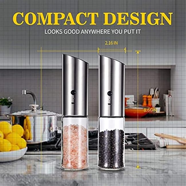 WUDILU Automatic Adjustable Electric Pepper Salt Grinder Mill Seasoning Grinding for Cooking USB Rechargeable Mills Kitchen Tools