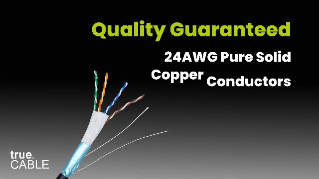 Image of TRUE CABLE Cat5e Direct Burial Bulk Ethernet Cable, Shielded F /UTP, 1000ft, Black, Waterproof, Outdoor OSP Jacket, 24AWG Solid Bare Copper, 350MHz, PoE++ 100W