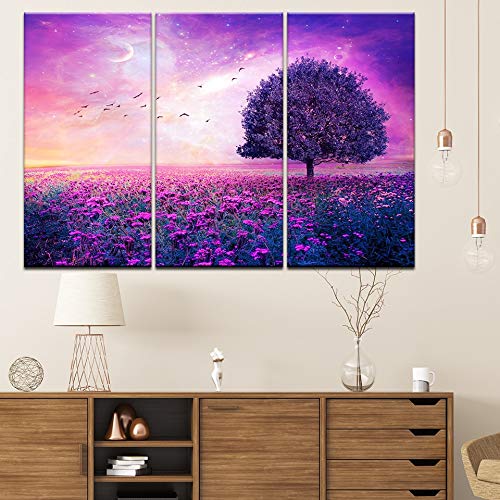 Tableau sur toile violet premium impression HD art mural triptyque