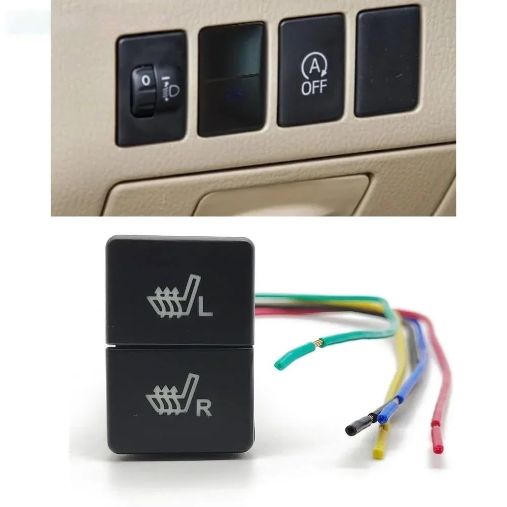 Interruptor Control Asiento Interruptor calefacción con botón calefactable asiento coche, luz doble tecla, encendido y apagado, con cable conexión apto para Toyota Regulador Asiento Coche