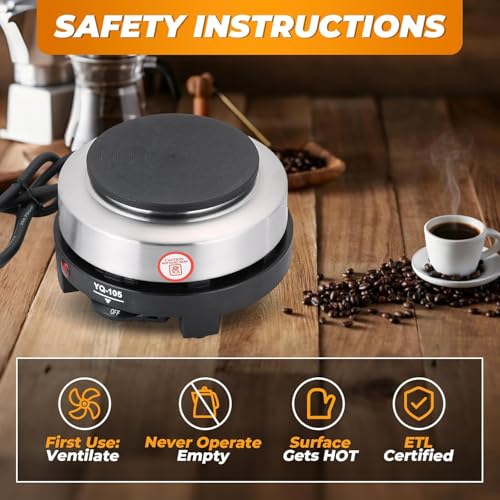 Image of Electric Hot Plate Portable Single Burner Stove Compact Cooking Heater for Coffee Maker Kitchen Travel Camping Heating Plate Multipurpose Electric Stove(14x 10 x 9 CM)